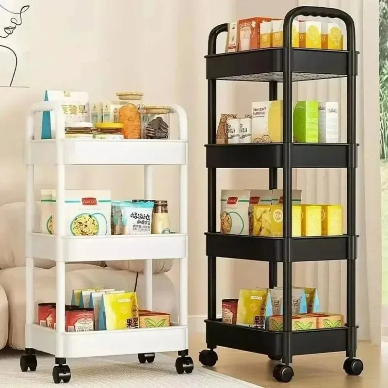 Carrinho de armazenamento de estante, carrinho organizador de cozinha móvel com rodas, prateleiras de banheiro multicamadas, prateleira de armazenamento de lanches domésticos