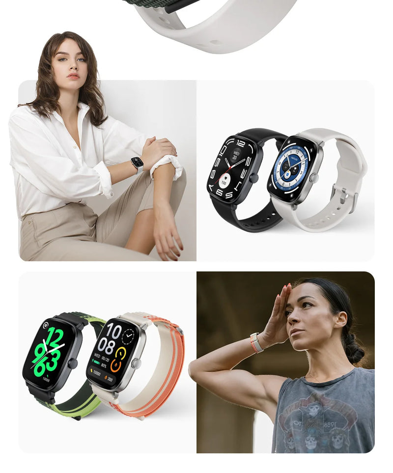 HAYLOU Watch RS5 Smartwatch 2.01'' AMOLED HD Display Bluetooth Call Sport Voice Assistant Blood Sugar Smartwatch e alças duplas