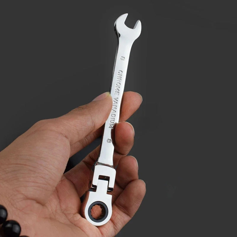 Chave de catraca combinada, com cabeça flexível, ferramenta de catraca de dupla finalidade, conjunto de combinação de catraca