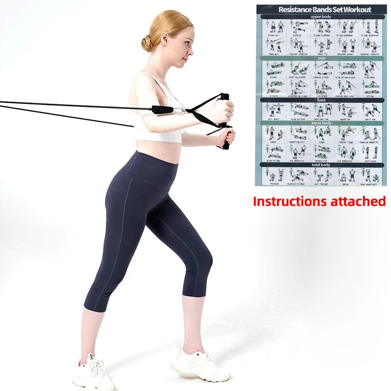 Exercícios de fitness Conjunto de faixas de resistência Tubo elástico Puxar corda Faixa de ioga Treinamento Equipamento de treino para casa Peso Ginásio Acessório