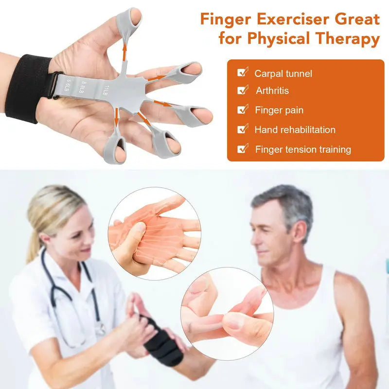 peça de silicone Gripster Hand Grip Finger Power Strengthener Stretcher Trainer Gym Fitness Exercício Hand Rehabilitation Accessorie