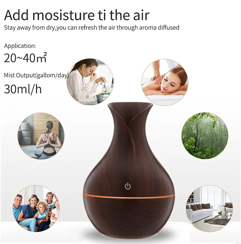 Umidificador de ar 200ml difusor de óleo essencial USB Mist Maker Mini umidificador com luz colorida para casa escritório